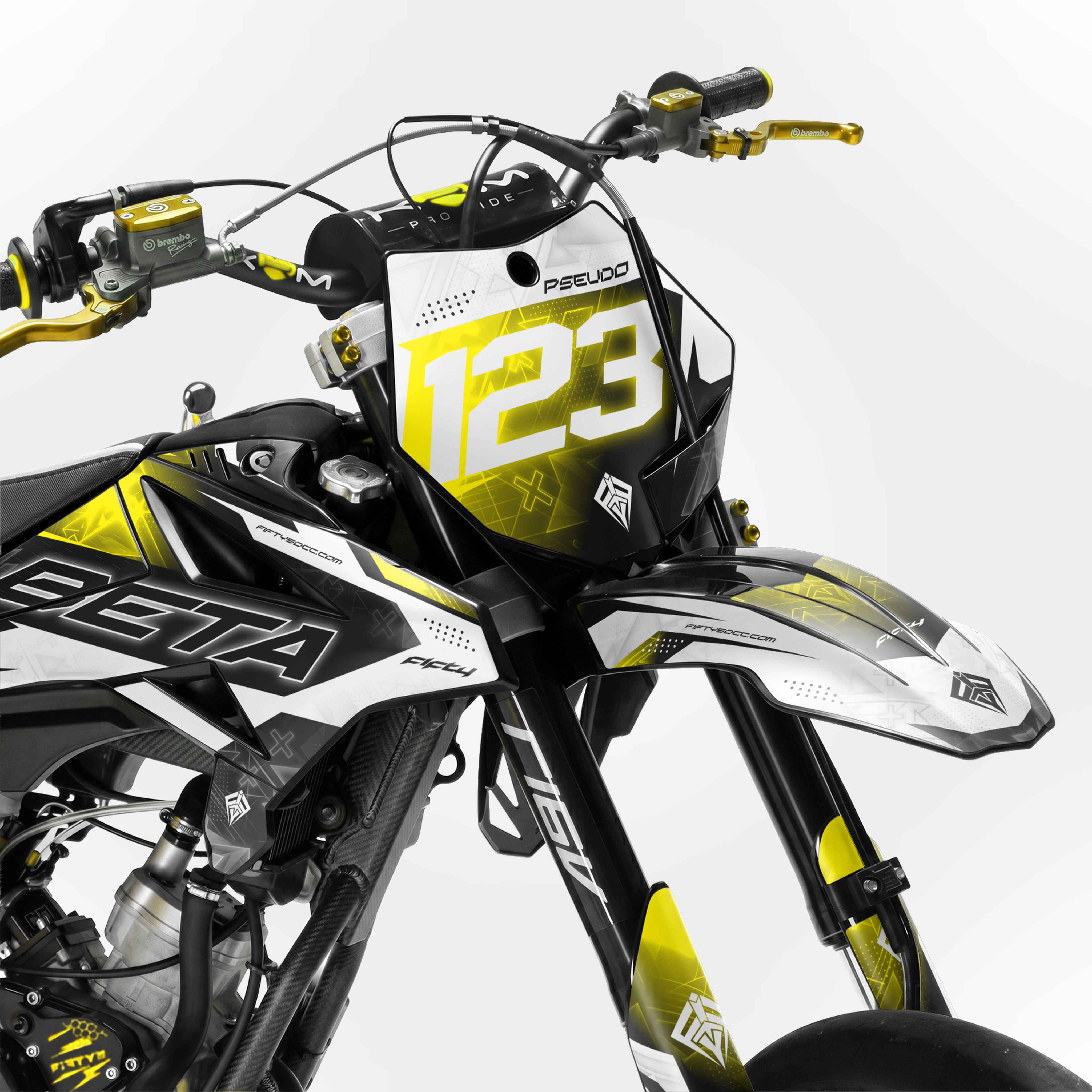 Kit déco FIFTY Hyperpro Jaune 50cc - face