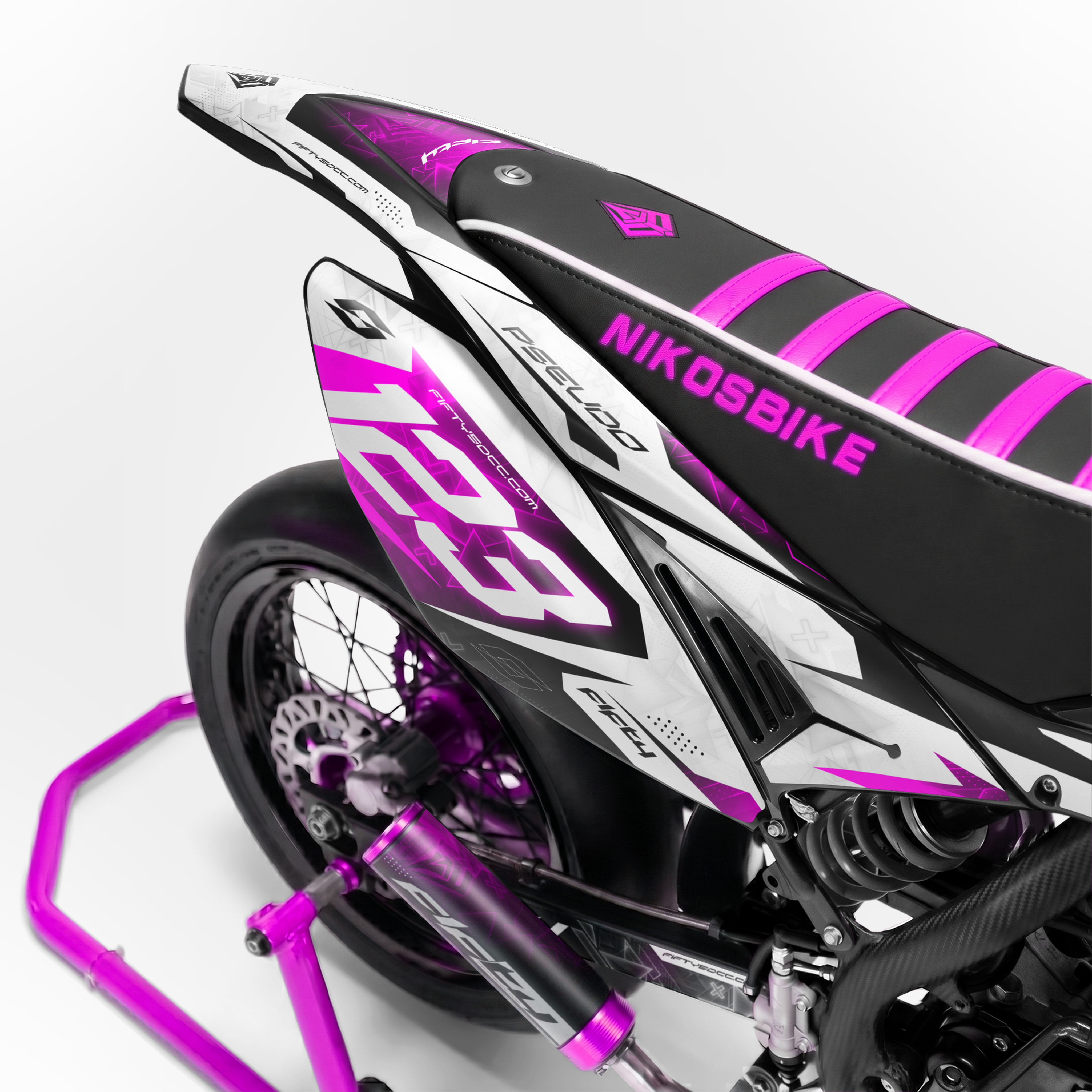 Kit déco FIFTY Hyperpro Rose 50cc - arrière